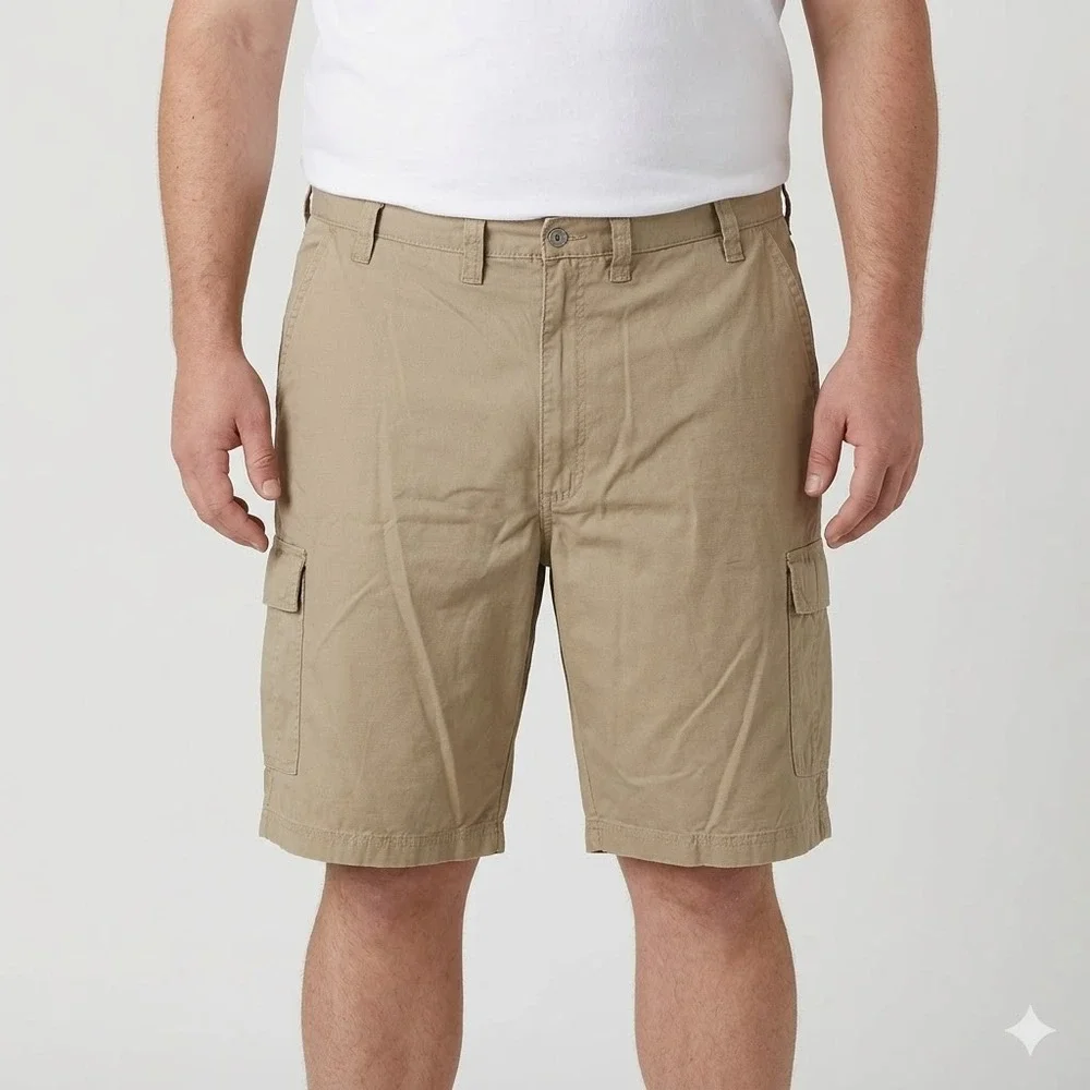 Wrangler Authentics Men's Cargo Shorts Size 46 Khaki Cotton Casual Pockets
